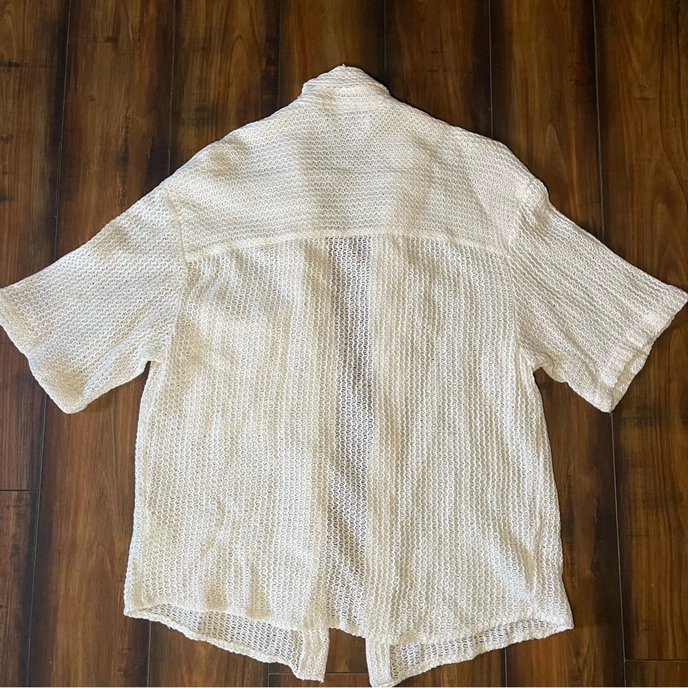 Zara Cream Textured Button Down Shirt - Picture 5 of 6